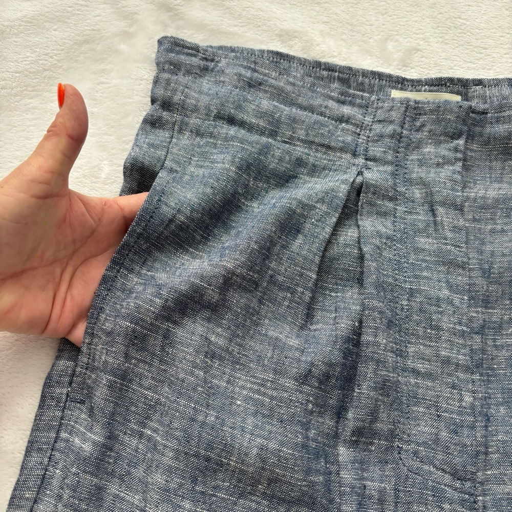 MAX STUDIO Wide Leg Pleated Blue Linen Blend Trousers--NWT--S - Picture 2 of 12